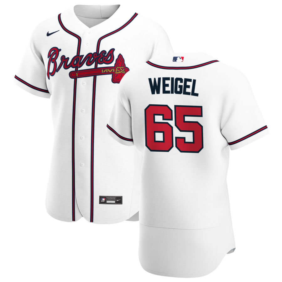 Atlanta Braves #65 Patrick Weigel Men Nike White Home 2020 Authentic Player MLB Jersey